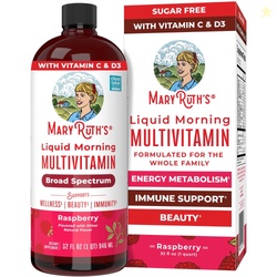 MaryRuth's Morning Multivitamin Liquid Raspberry Flavor Vegan Non-GMO 