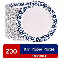 JOLLY CHEF 200-Pack 8.5" Paper Plates: Leak & Cut Resistant for Any Ga