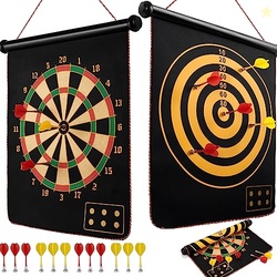 Magnetic Dart Board for Kids, Teens, Adults, Double-Sided Roll-Up Dart