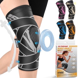 HLTHZONE Patented Adjustable Knee Brace  4 Straps & Side Stabilizers f