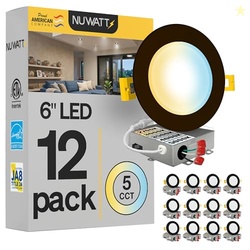 NUWATT 12 Pack 6 Inch Ultra-Thin Bronze LED Recessed Lighting, 5CCT 27