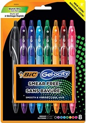 BIC Gelocity Quick Dry Colored Gel Pens, 0.7mm, Black Ink Pens, Pack o