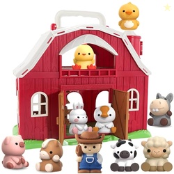 Farm Animals Big Barn Toy for 1 2 3 Year Old, Toddler Educational Mont