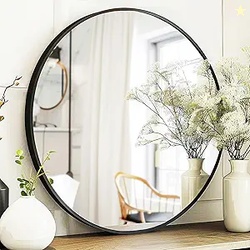 Black Round Mirror Round Mirror 24 inch, Black Circle Mirrors Matte Me