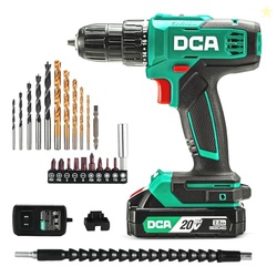 DCA Cordless Drill Set, 354 in-lbs Torque, 3/8" Keyless Chuck, Electri