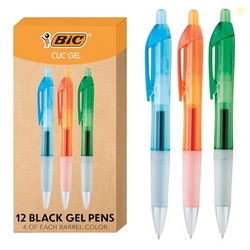 BIC Intensity Clic Black Gel Pens, Medium Point (0.7mm), 12-Count Pack