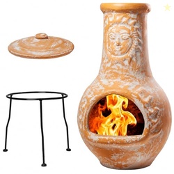 Wiosi Medium  Outdoor Fireplace for Patio Clay Chimineas with Chimney 