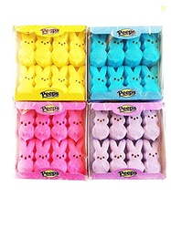 Peeps Marshmallow Easter Bunnies Bundle with 4 Colors: Blue, Yellow, P