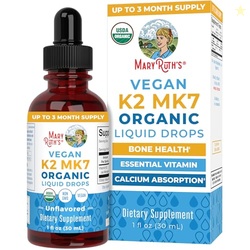 MARYRUTH'S USDA Organic Vitamin K2 MK7 Liquid Drops for Adults & Kids 