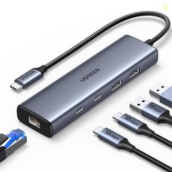 UGREEN USB C to Ethernet Adapter, 10Gbps Data Port 6-in-1 Hub Ethernet