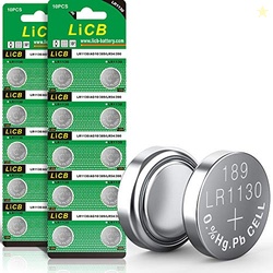 LiCB 20 Pack LR1130 AG10 Battery 1.5V Long-Lasting Alkaline Button Cel