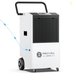 Moiswell 170 Pints Commercial Dehumidifier with Pump and Drain Hose fo