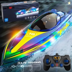 Akargol RC Boat with LED - Remote Control Boat for Pools and Lakes 2.4