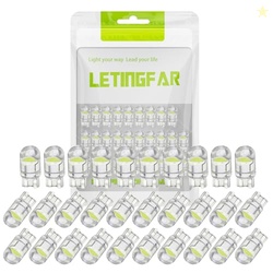 LETINGFAR 194 LED Light Bulb White 6000K Pack of 30, 168 2825 W5W T10 