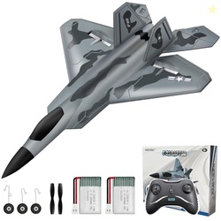 HAWK'S WORK 2 CH RC Airplane, F-22 Plane Ready to Fly, 2.4GHz Remote C