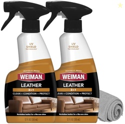 Weiman Leather Cleaner and Conditioner for Furniture - 12 Ounce - 2 Pa
