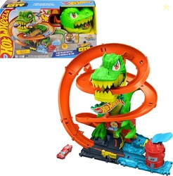 Hot Wheels Toy Car Track Set, City T-Rex Blaze Battle Playset & 1:64 S