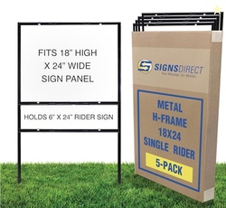 5-pack of 24"x18" Slide-in Real Estate Sign H-Frame With Rider