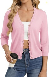 GRACE KARIN Women's 3/4 sleeve V neck Button Down Lightweight Cardigan