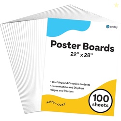 White Poster Board 22x28 Poster Paper, Value Poster Boards Pack of 100