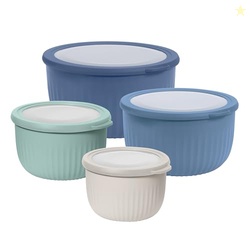 Oggi Set of 4 Prep, Store & Serve Plastic Bowls - w/See-Thru Lids- Dis