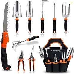 QINGFANGLI Garden Tool Set, 10 PCS Stainless Steel Heavy Duty