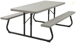 LIFETIME 6Foot Folding Picnic Table, Outdoor Portable Bench Seating fo