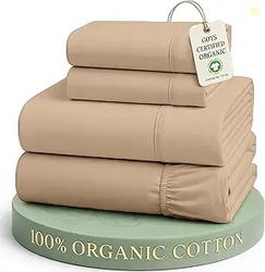 LANE LINEN 100% Organic Cotton Sheets Set Long- Staple Percale Weave U