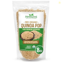 HerbaZest Organic Quinoa Pop  8 oz Bag  Complete Protein-Rich Ancient 