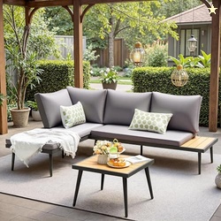 Devoko Patio Furniture Set,6 Pieces Outdoor Sectional Sofa with Cup Ho