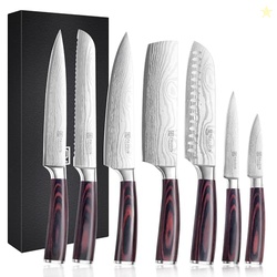 PAUDIN Chef Knife Set, 7 Pieces Kitchen Knife Set, High Carbon Stainle