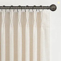 Pinch Pleated Linen Curtains 96 Inches Long for Living Room Bedroom Li