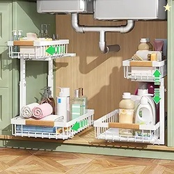 Kitstorack Under Sink Organizer 2 Tier Under the Sink Storage, Slide o