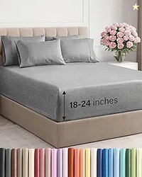 Extra Deep King Sheet Set - 6 Piece Breathable and Cooling Sheets - Ho