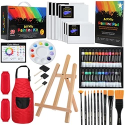 59pcs Acrylic Paint Set - Art Supplies Kit with 24 Non-Toxic Paints, E