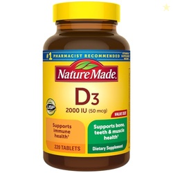 Nature Made Vitamin D3 2000 IU (50 mcg), Vitamin D Supplement for Bone