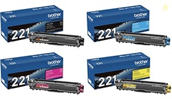 Brother Genuine TN221BK, TN221C, TN221M, TN221Y 4-Color Toner Cartridg