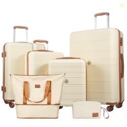 Travelhouse 6 Piece Hardshell Luggage Set Lightweight Suitcase with TS