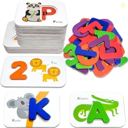 Gojmzo Alphabet Flash Cards, ABC Learning Toys for Kids 3-5, Wooden Le