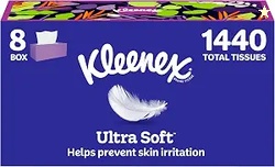 Kleenex Ultra Soft Facial Tissues 8 Flat Boxes, 180 Tissues per Box, 3