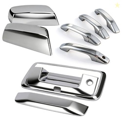 Chrome Door Handle Covers+Top Half Mirror Covers+Tailgate Cover (with 