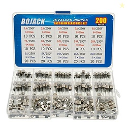 BOJACK 15 Values 200 pcs Fast-Blow Glass Fuses Assortment Kit 5x20mm 2