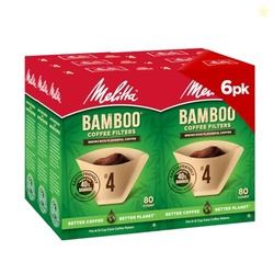 Melitta #4 Cone Coffee Filters, Bamboo, 80 Count (Pack Of 6), 480 Tota