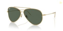 Ray-Ban RBR0101S Aviator Reverse Sunglasses, Silver/Dark Green, 62 mm