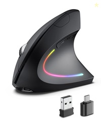 POJTK Ergonomic Wireless Rechargeable Mouse, Bluetooth+USB A+Type C(3 