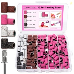 Haozher Nail Drill Bits, 135 Pcs Sanding Bands for Nail Drill, Nail Ti