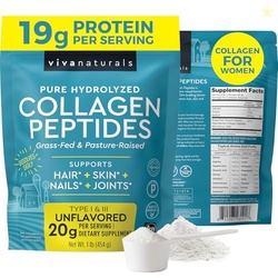 Viva Naturals Collagen Peptides Powder - Grass-Fed Hydrolyzed Bovine, 