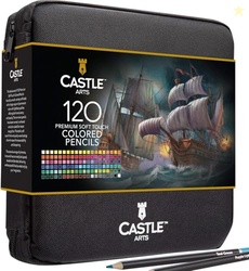 Castle Art Supplies 120 Coloring Pencils Zipper-Case Set | Premium Qua