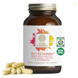 PURE SYNERGY D3 + K2 Complex | Vegan Vitamin D3 K2 Complex | Organic D