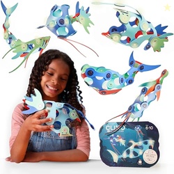 Clixo Ocean Creatures Pack - Glow-in-The-Dark Magnetic Building Toy - 